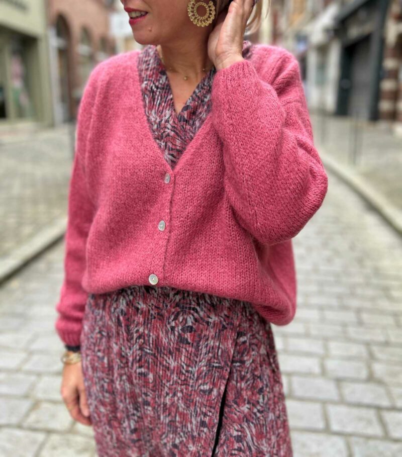 gilet mohair vieux rose