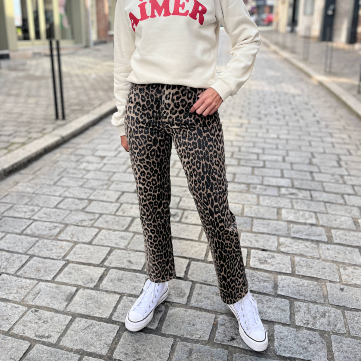 JEAN DROIT LEOPARD