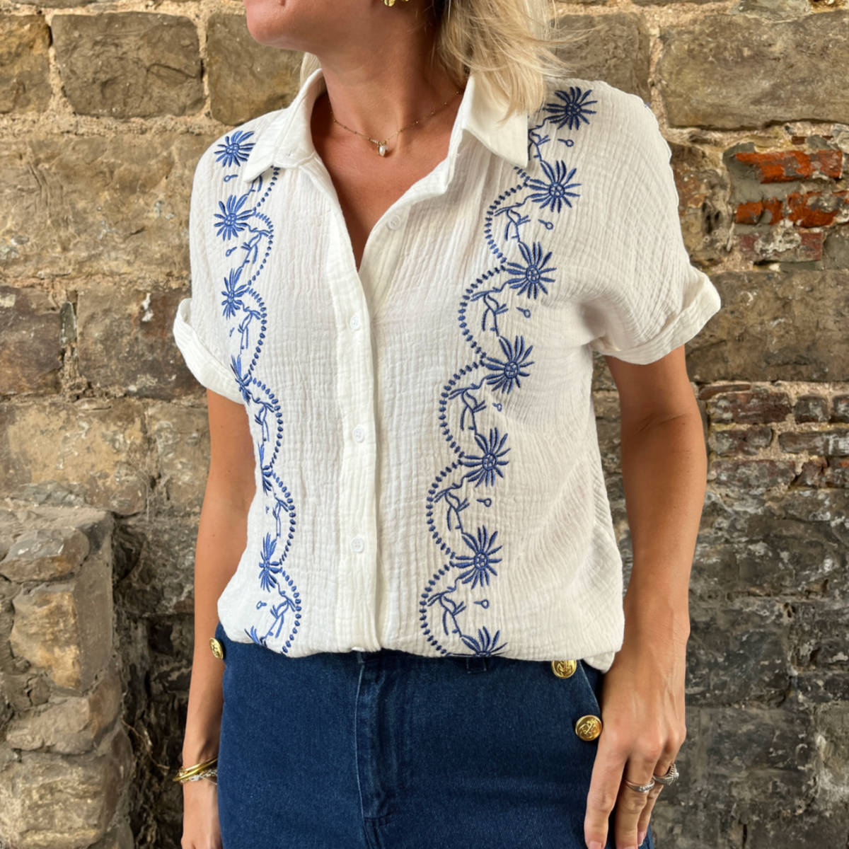 BLOUSE BRODERIE BLEUE