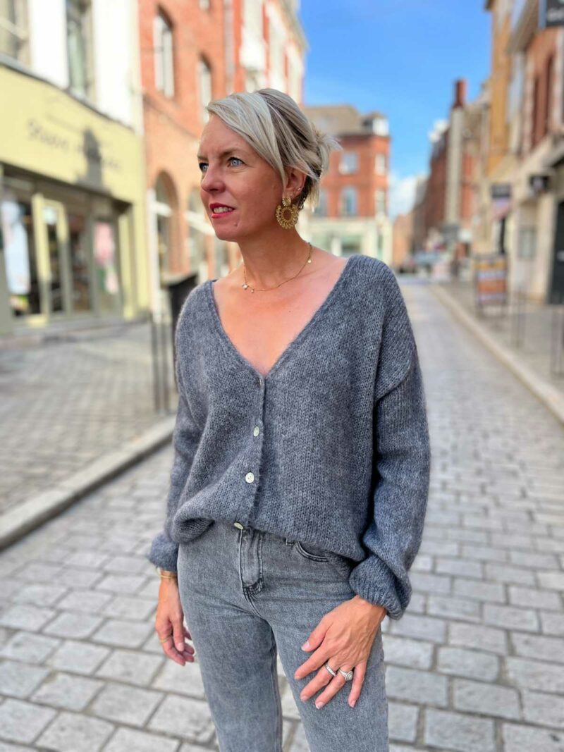 gilet mohair gris