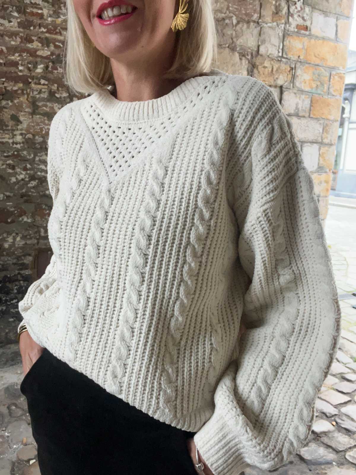 PULL MAILLE TORSADE ECRU