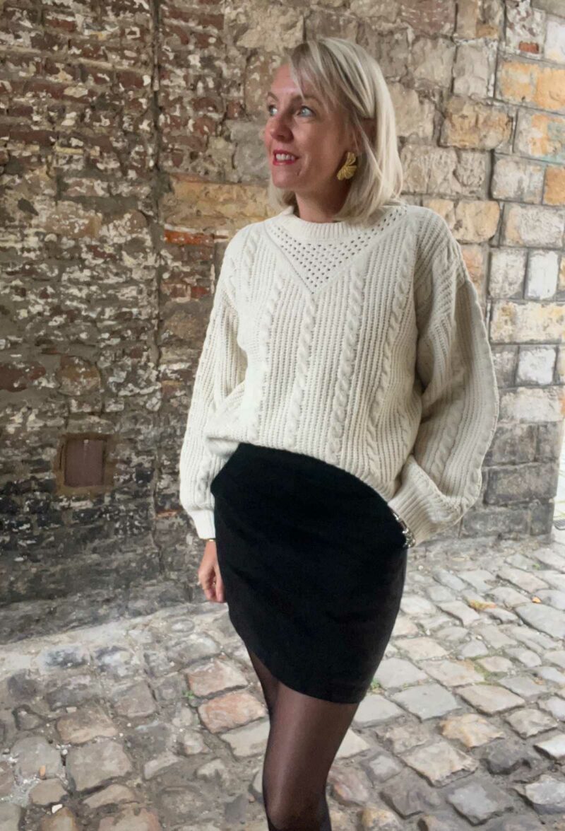 PULL MAILLE TORSADE ECRU