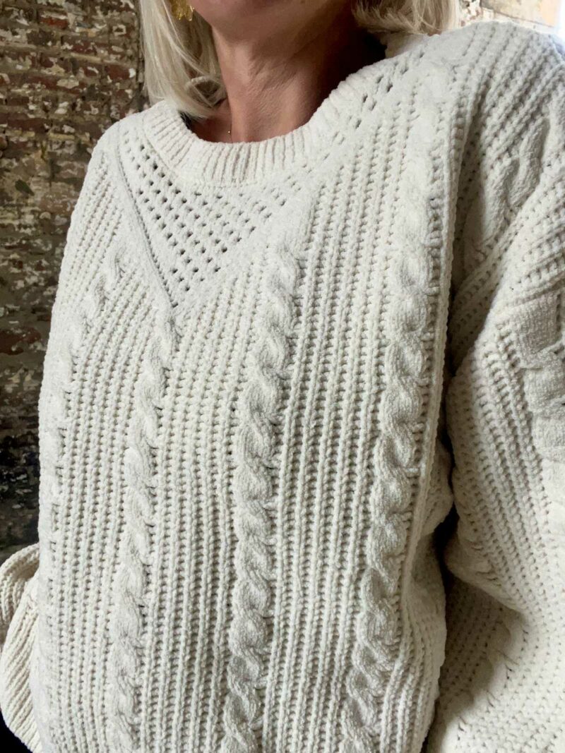 PULL MAILLE TORSADE ECRU