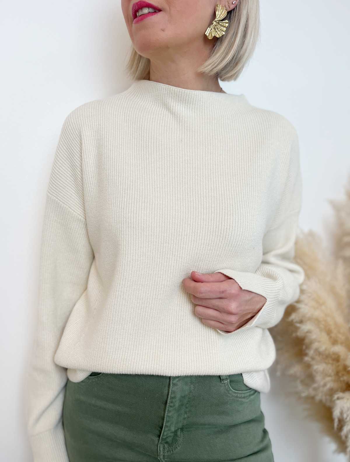 PULL COL ROND BEIGE