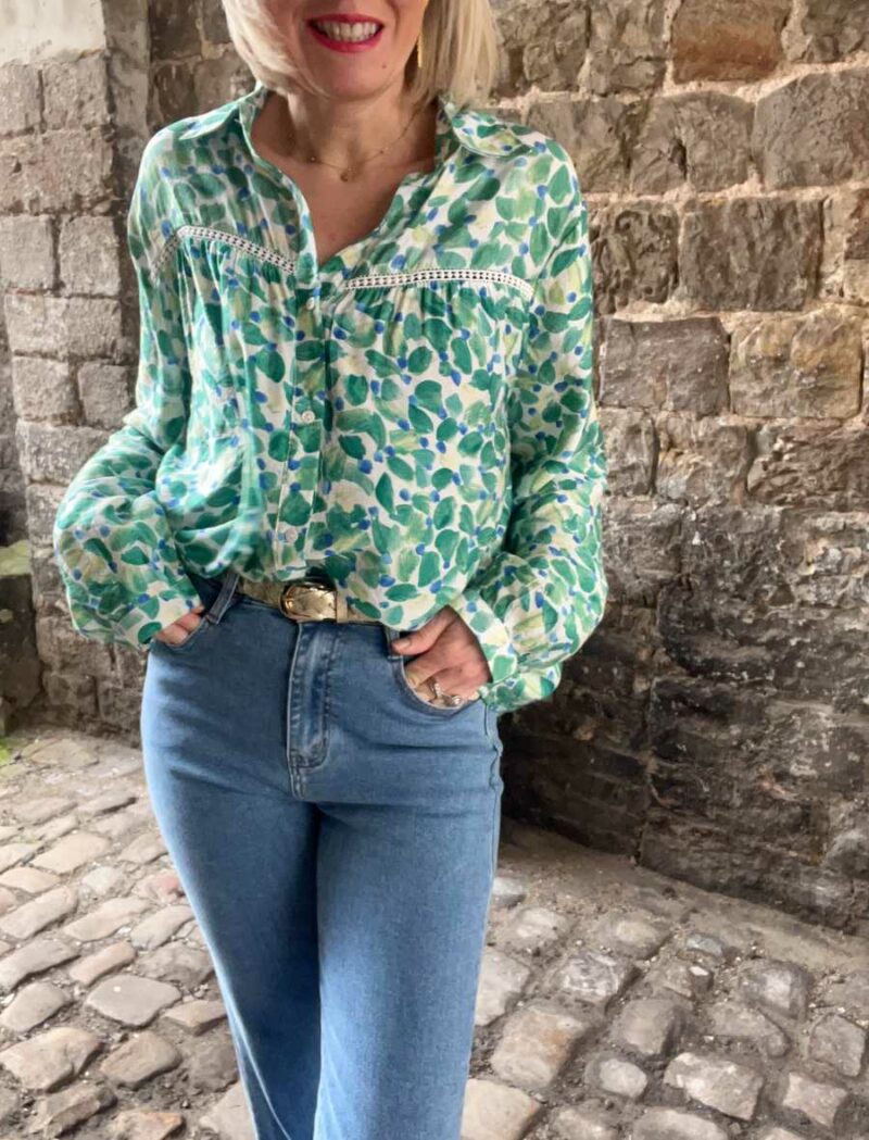 blouse fleurie vert